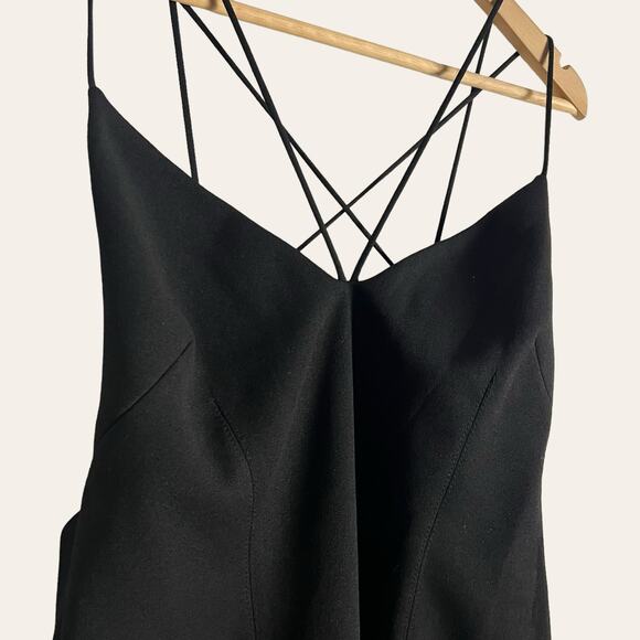 Misha Benecia Black Strappy Back Midi Cocktail Dress Size 10 - Picture 9 of 16